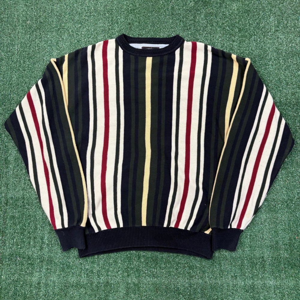 Vintage 90s Woods & Gray Vertical Stripe Sweater